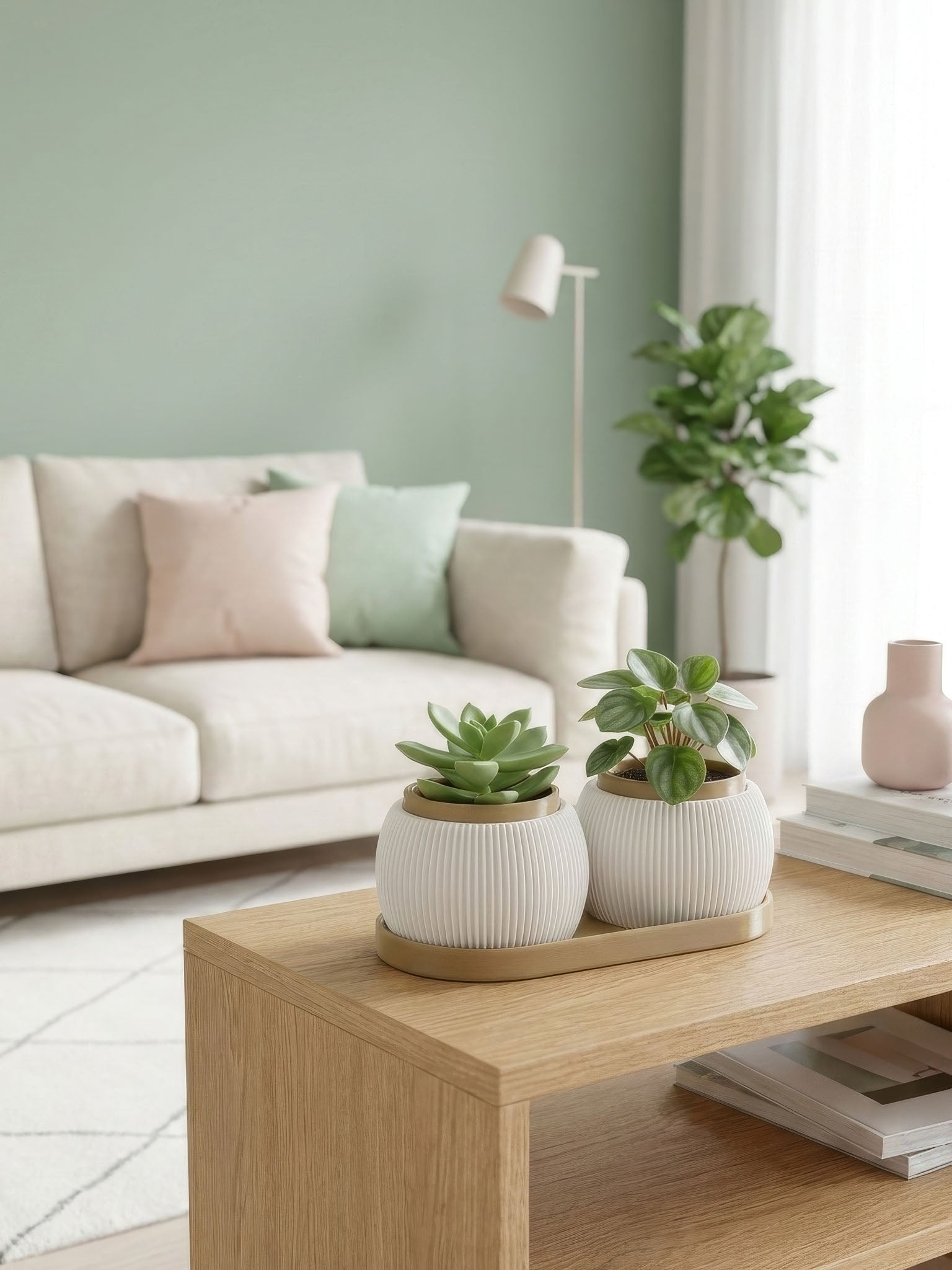 RILLA - Pflanztopf DUO mit Tablett