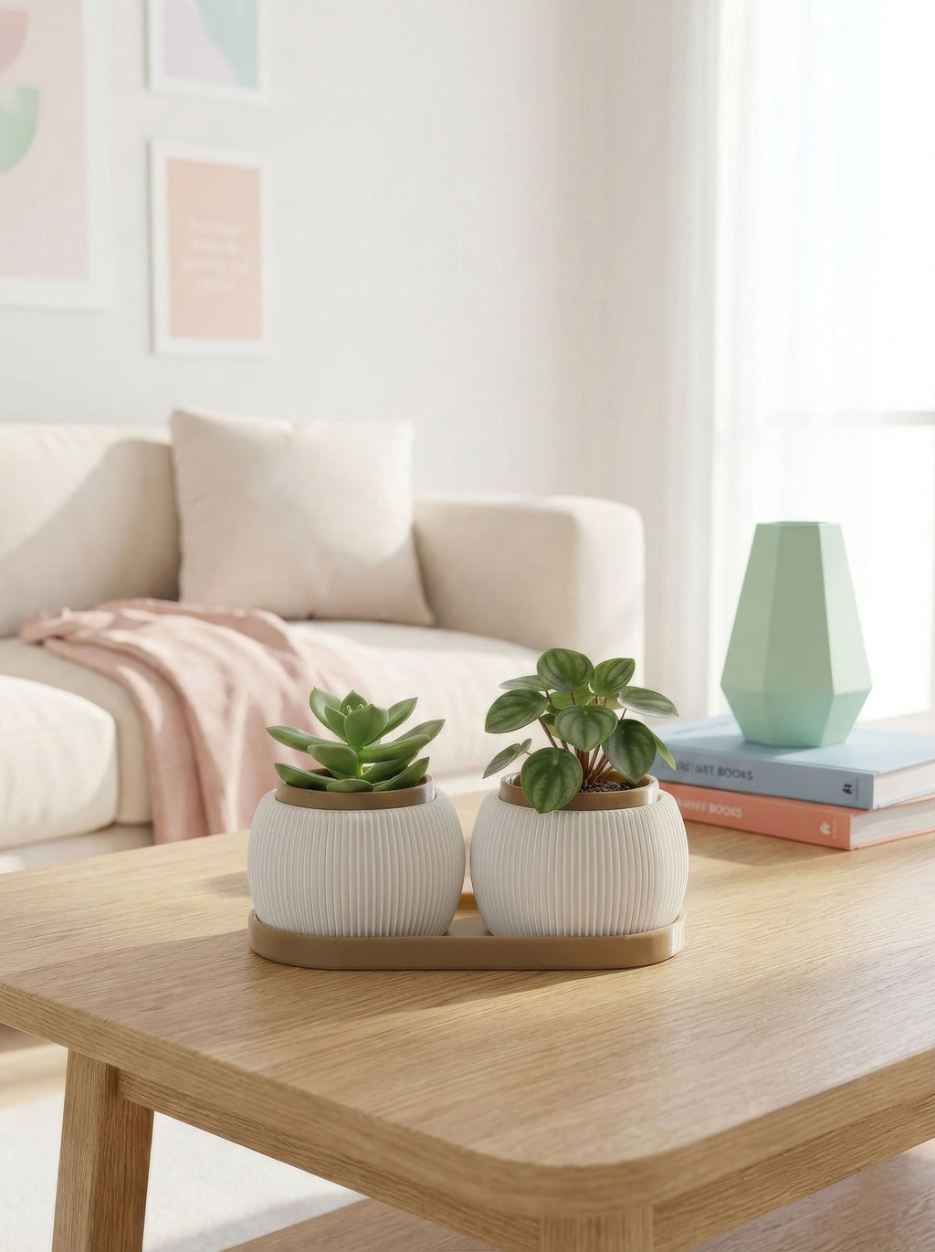 RILLA - Pflanztopf DUO mit Tablett