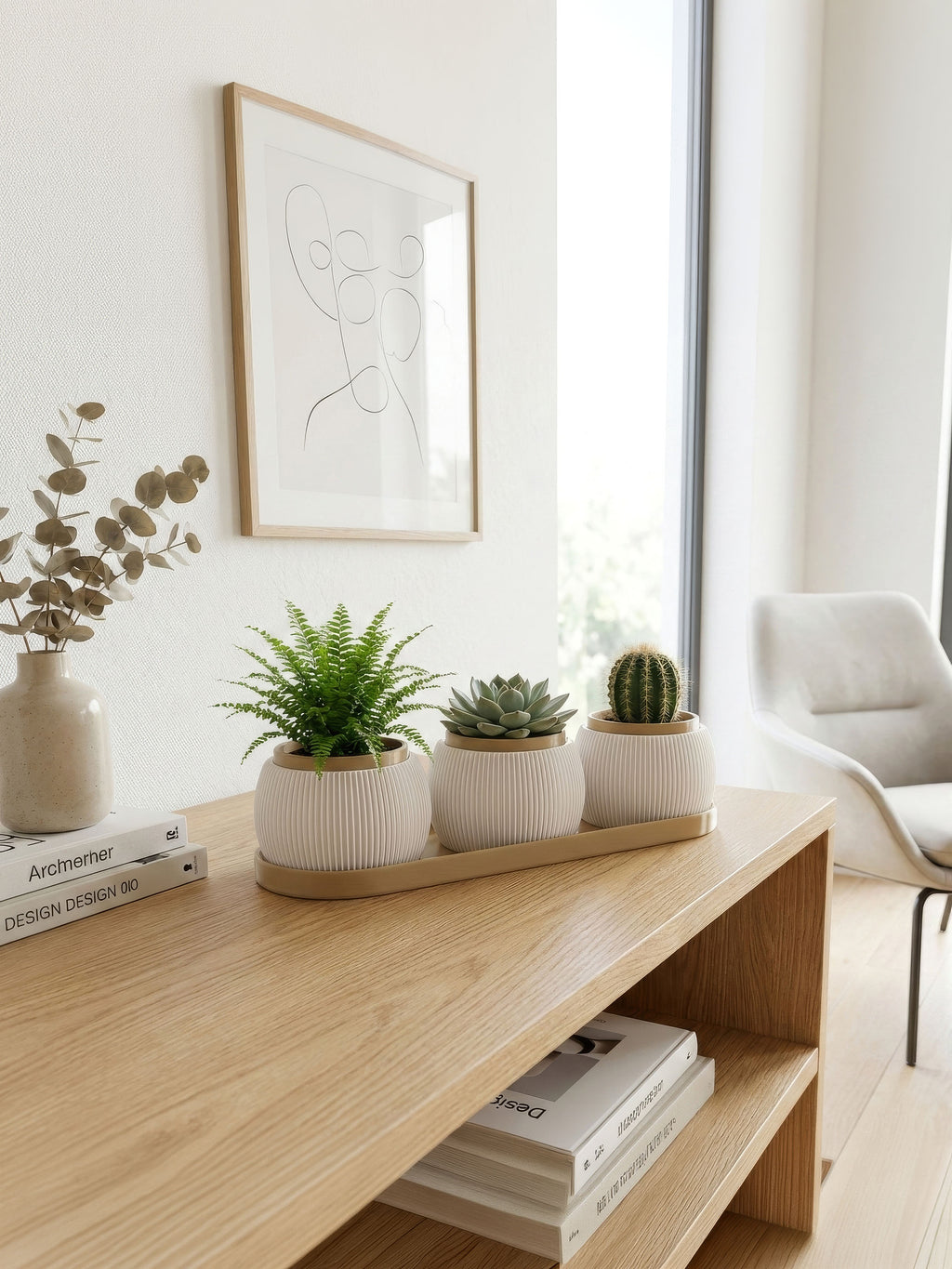 RILLA - Pflanztopf TRIO mit Tablett