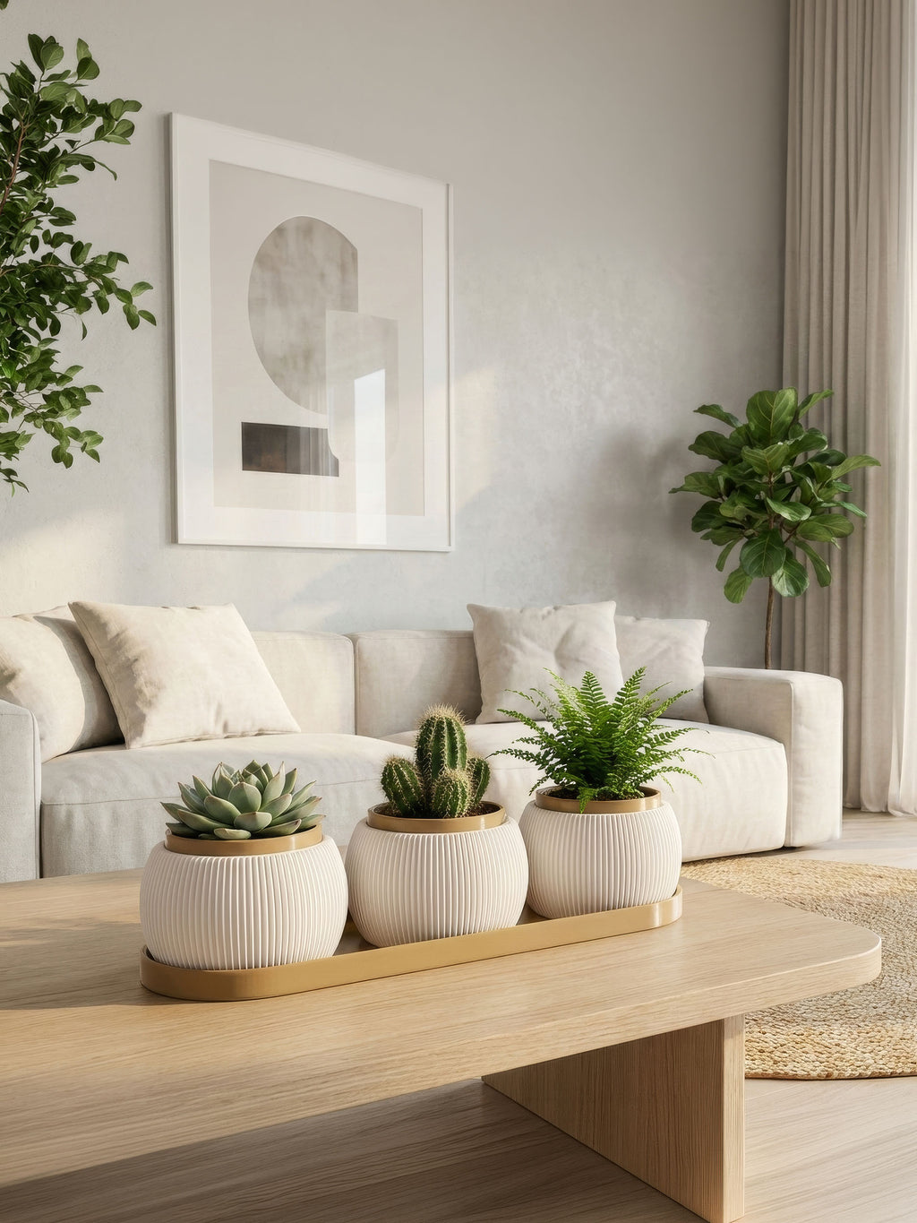 RILLA - Pflanztopf TRIO mit Tablett