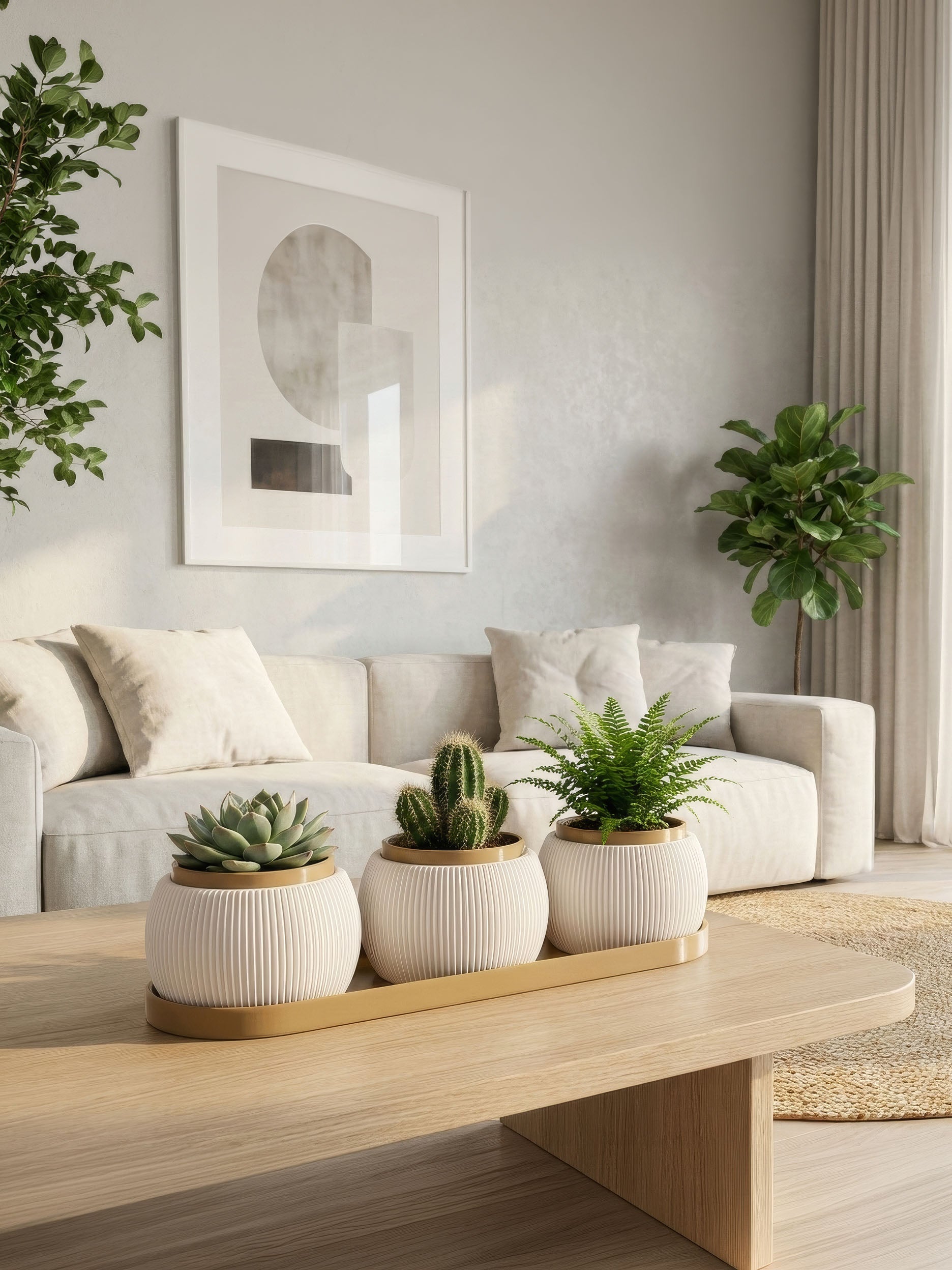 RILLA - Pflanztopf TRIO mit Tablett