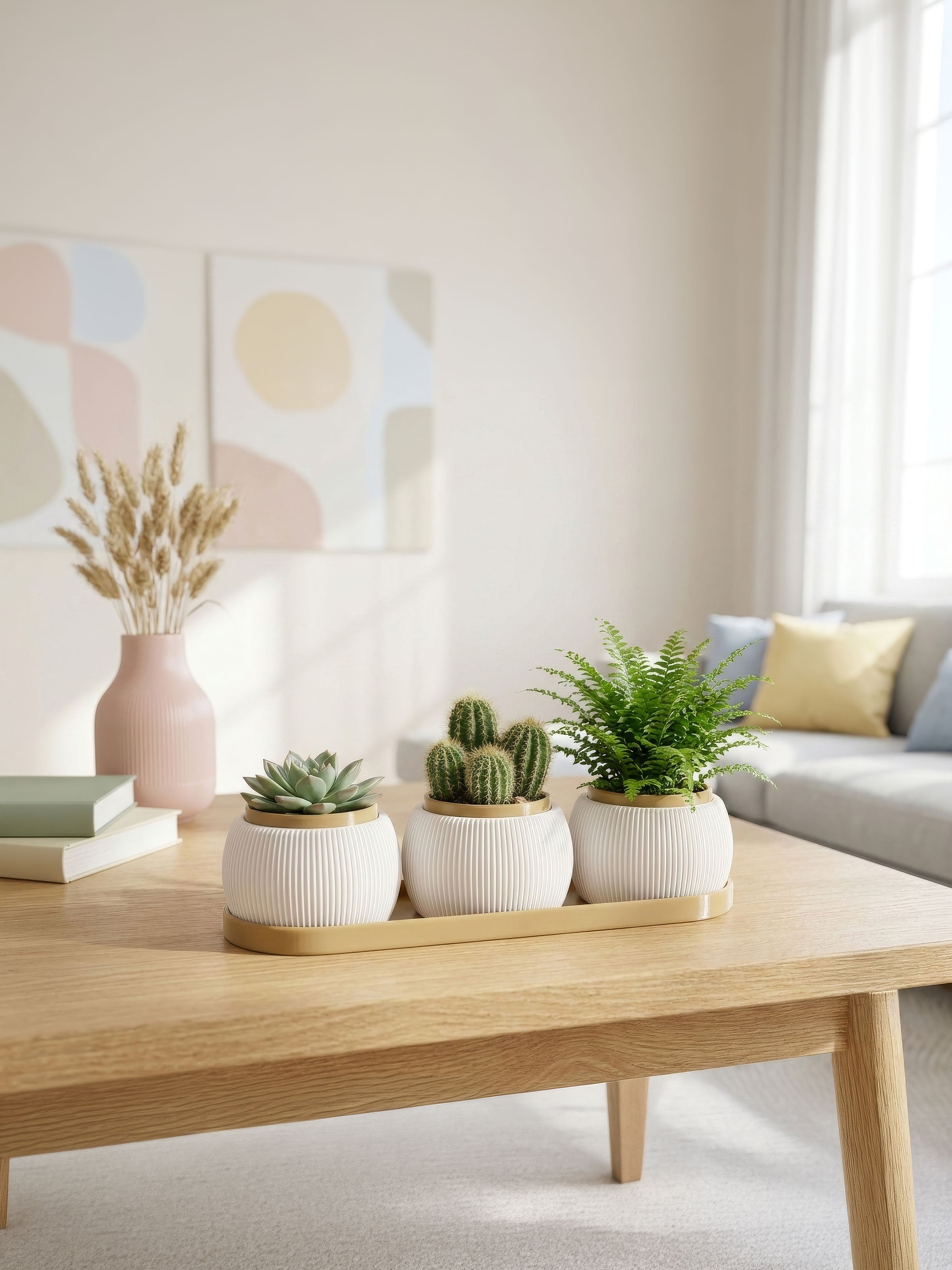 RILLA - Pflanztopf TRIO mit Tablett