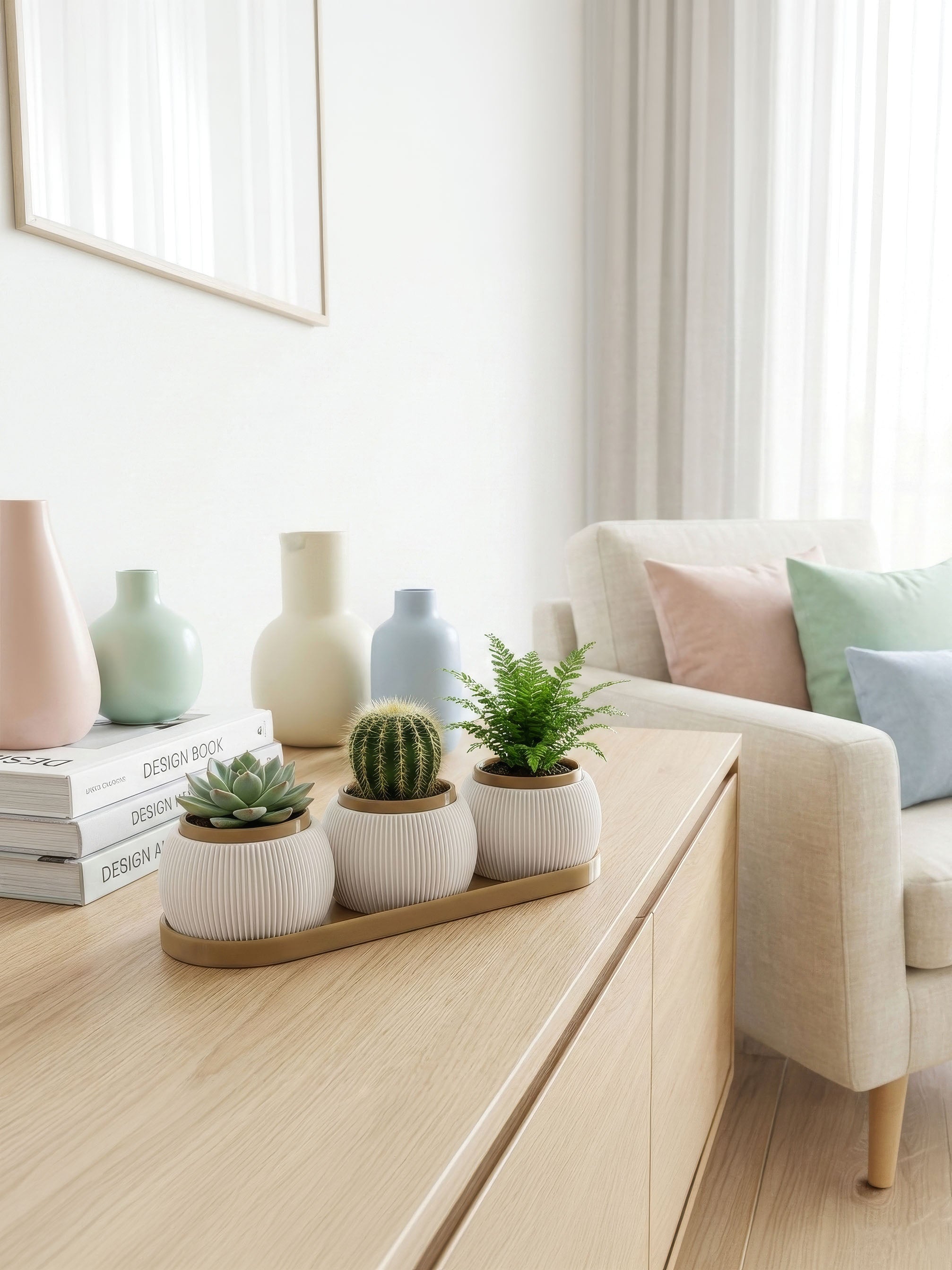 RILLA - Pflanztopf TRIO mit Tablett