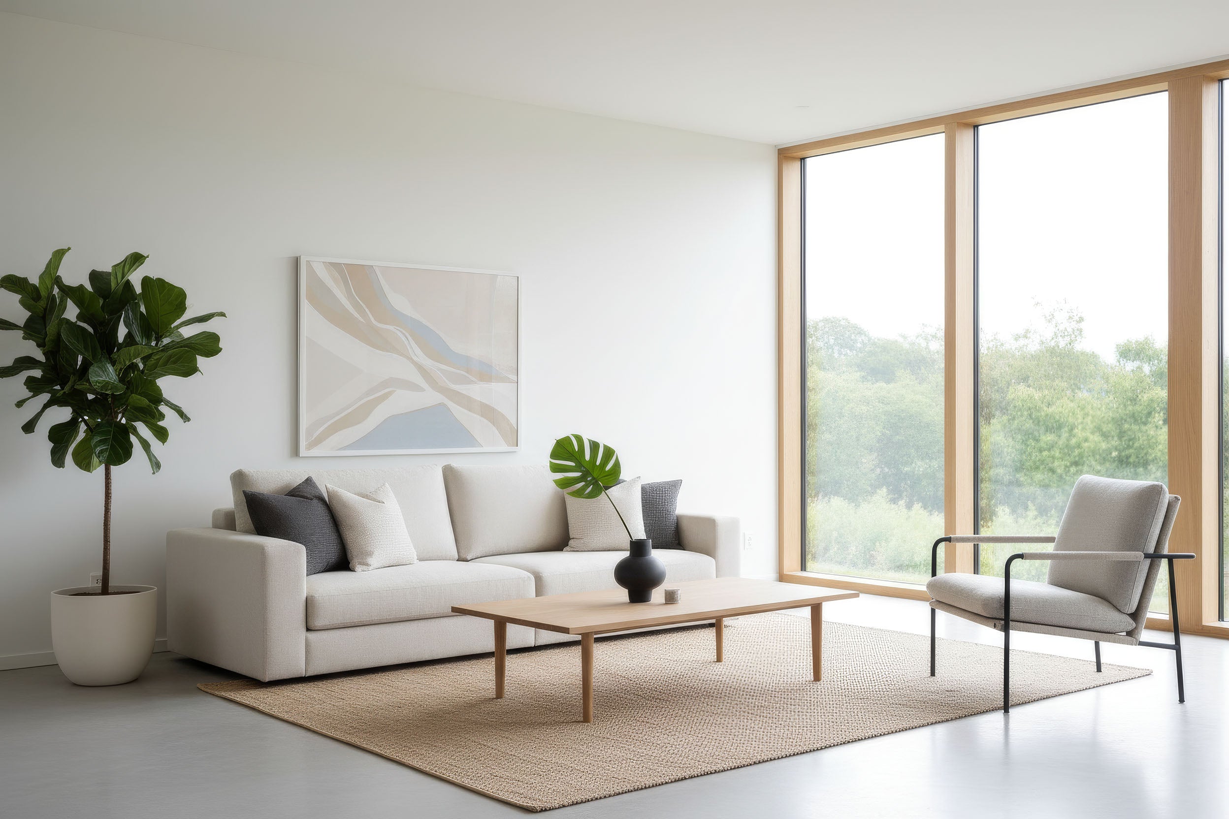 Ästhetisches, minimalistisches, cleanes und modernes Wohnzimmer